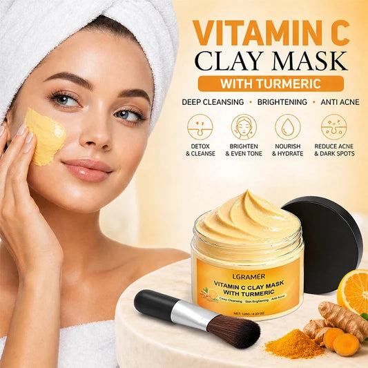 120g Turmeric Clay Mask, Deep Cleansing Formula, Effectively Controls Oil, Tightens Pores, Fades Dull Complexion and Rough Skin