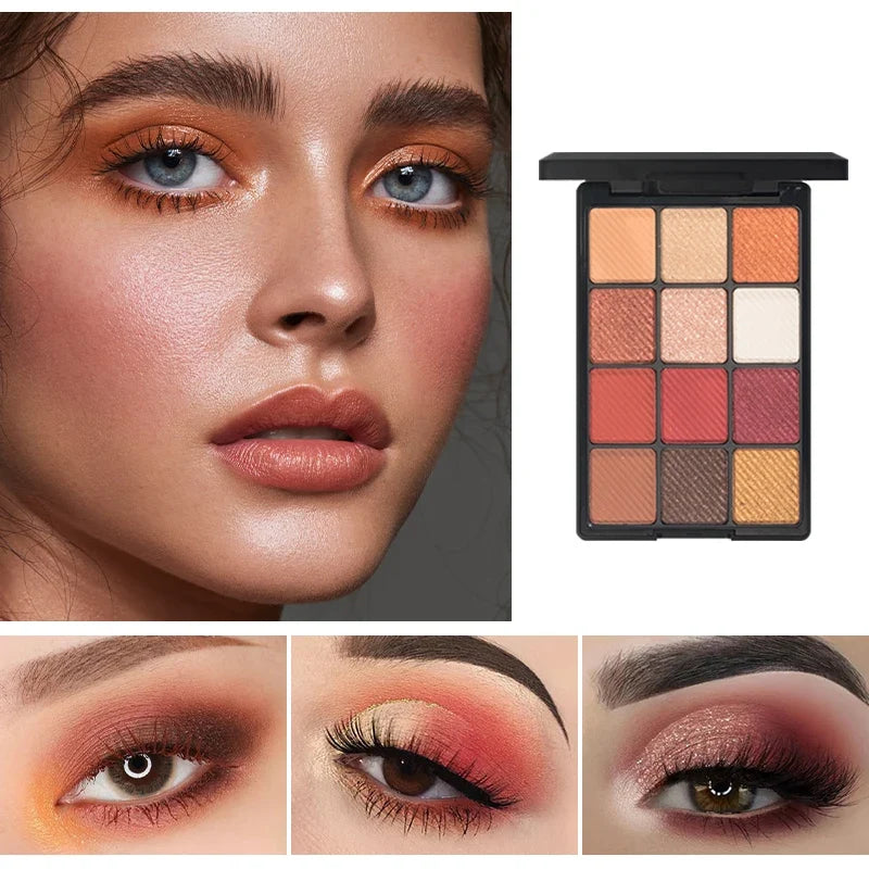 12-Color Glitter Eyeshadow Palette- Highly Pigmented,Long-Lasting Diamond Metal and Matte Shades for a Dazzling Eye Makeup Look