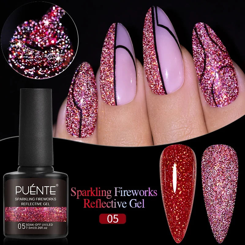 7.5ML Aurora Starlit Cat Eye Gel Nail Polish Rainbow Glitter Galaxy Cat Magnetic Nail Art Gel Soak Off UV Semi-Permanent Varnish