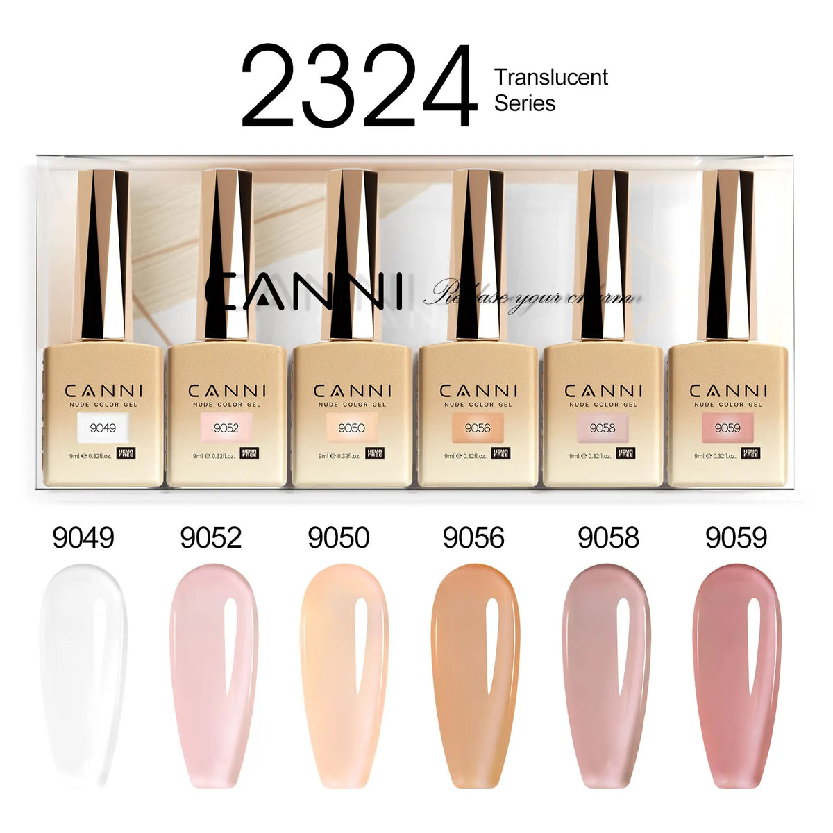 6pcs/kit CANNI Gel Nail Polish TPO FREE Nails Semi Transparent Jelly Pink Collection Soak Off UV LED Gel Diamond Top Coat Set