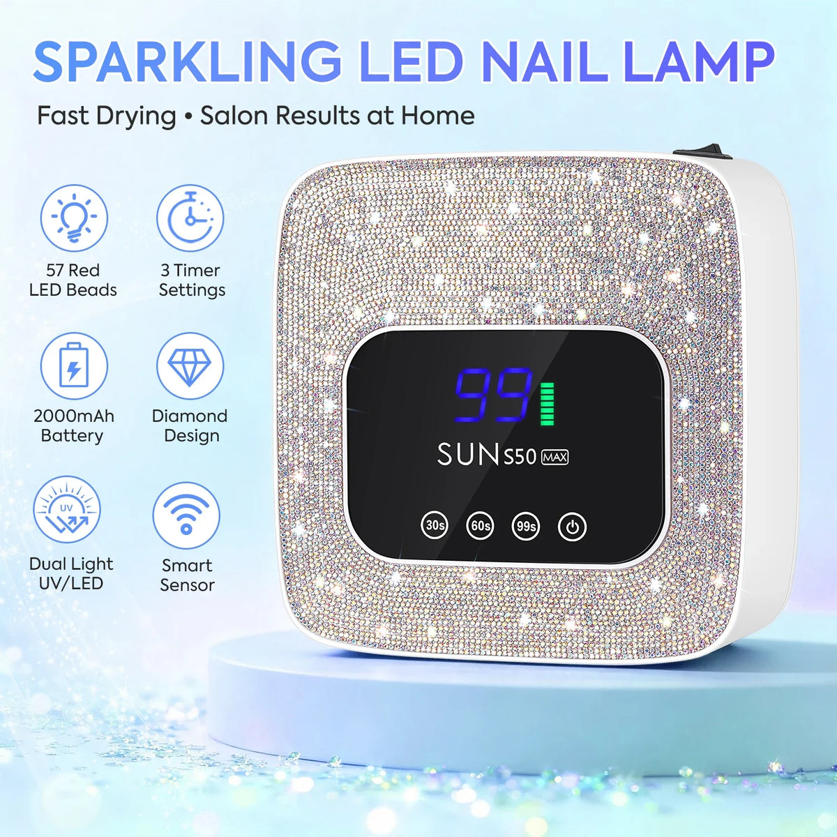 DianaBeauty 180W Rechargeable UV LED Nail Lamp 57 LEDS Cordless Gel Polish Drying Lamp For Manicure Professional Salon Tools