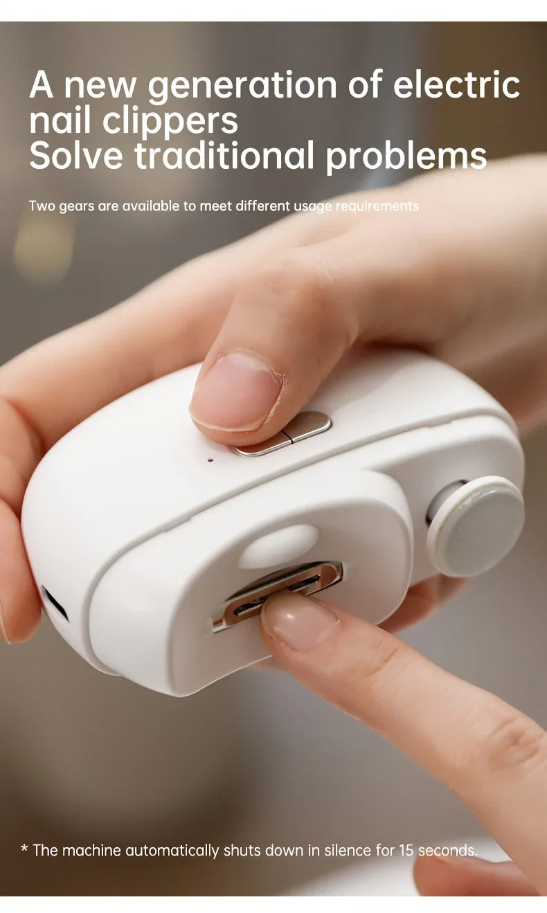 2-in-1 Electric Nail Clipper & Polisher with LED Light, USB Charging, Safe Grinding for All Ages, Valentine's Gift