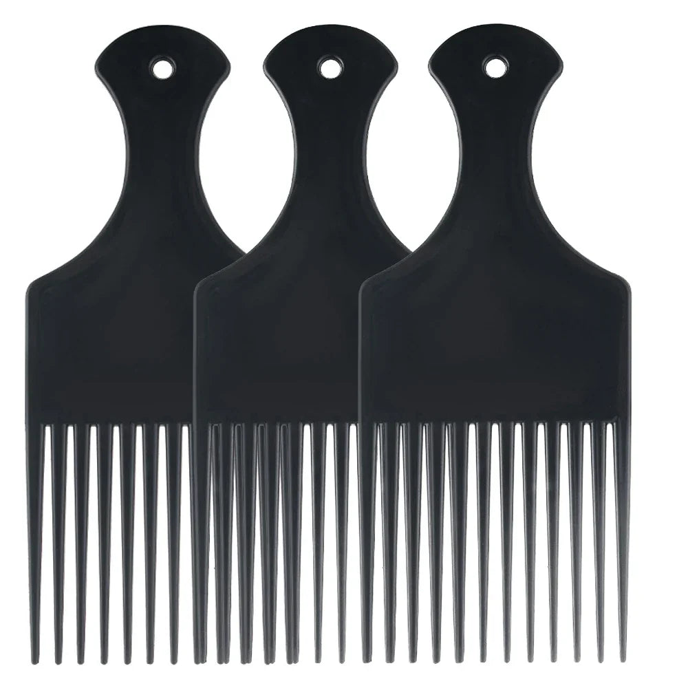 Afro Pick Comb Wide Tooth Detangling Comb For African Curly Kinky Thick Hair Volume Lift Styling Fork Comb Hairdressing Tool