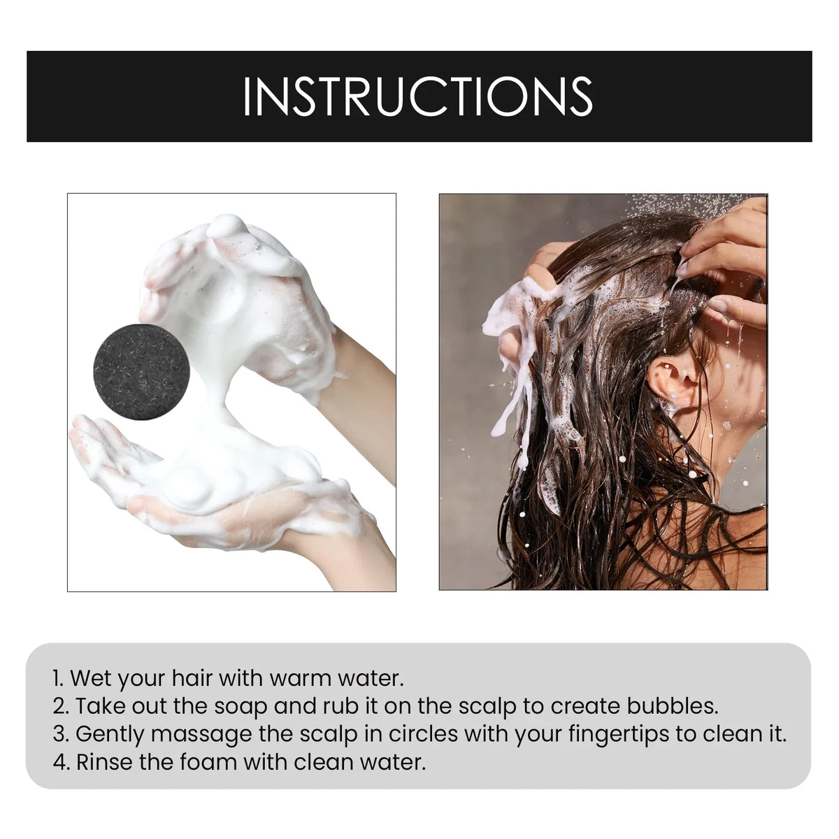 Bamboo Charcoal Shampoo Soap Deep Clean The Scalp Create Dark And Thick Hair Improve Dryness Hair Nourish Charcoal Shampoo Soap