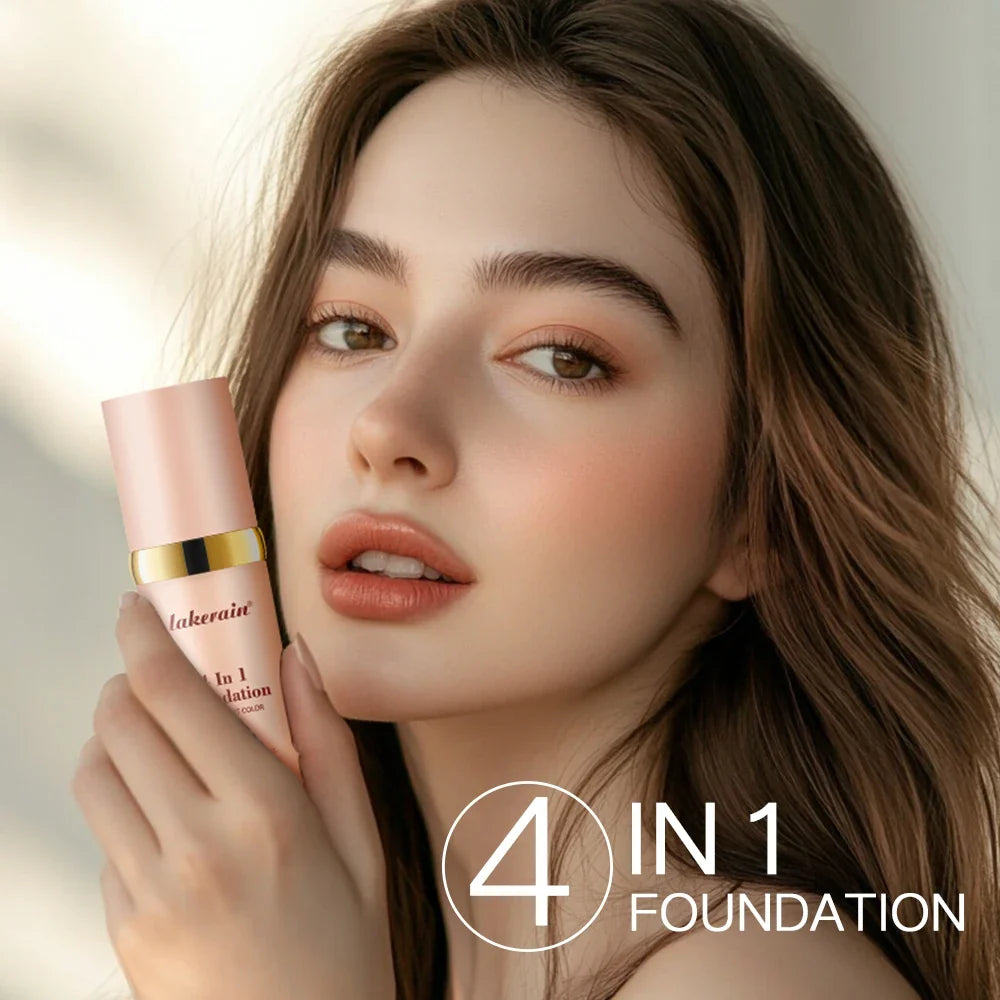 2pcs Waterproof Color Changing Foundation 4 in 1 SPF 30 Hydrating Long Lasting Brightening Concealer Coverage Makeup