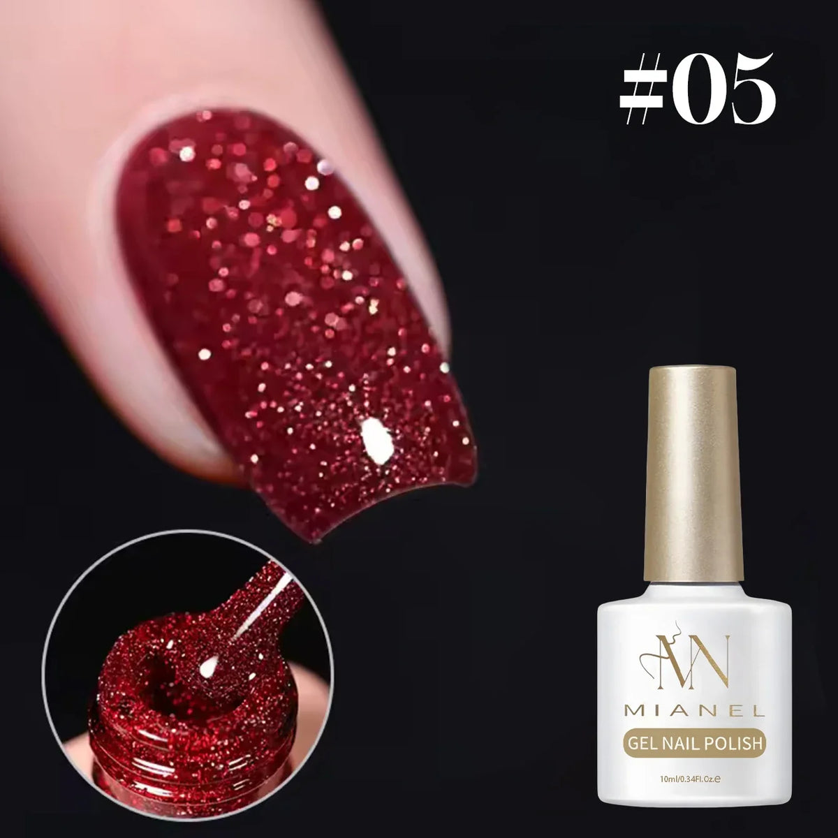 1-12pcs Wine Red Flash Crushed Strobe High Density Diamond Glitter Gel Nail Polish Black Nails Red Nails White Nails