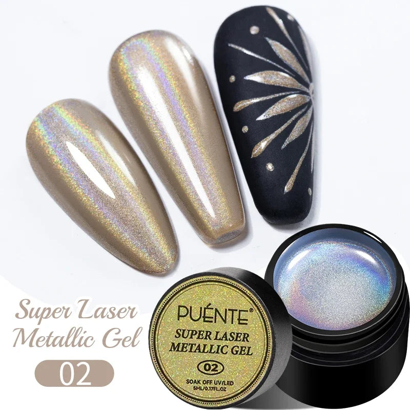 5ml Golden Silvery Metallic Painting Liner Gel Polish Chrome Mirror Effect Semi-Permanent Varnish For Stunning French Nail Art
