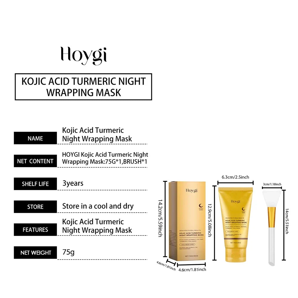 Hoygi Turmeric Peel Off Face Mask 75g with Collagen, Deep Cleansing Exfoliating Facial Mask for Glowing Skin, with Brush, Skin Care for Women