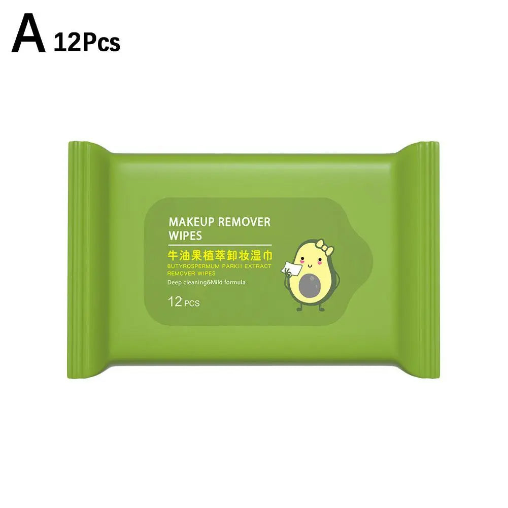 12-80Pcs Avocado Makeup Remover Wipes Mild Non-Irritating Makeup Remover Disposable Wet Wipes Makeup Remover Tools