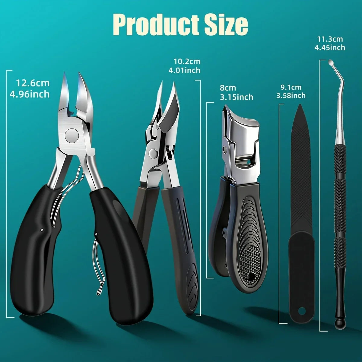 5pcsIngrown Toenail Clipper Set with Beak Pliers,Nail Care Tools for Thick Hard Nails,Stainless Steel Wide-Opening Nail Clippers