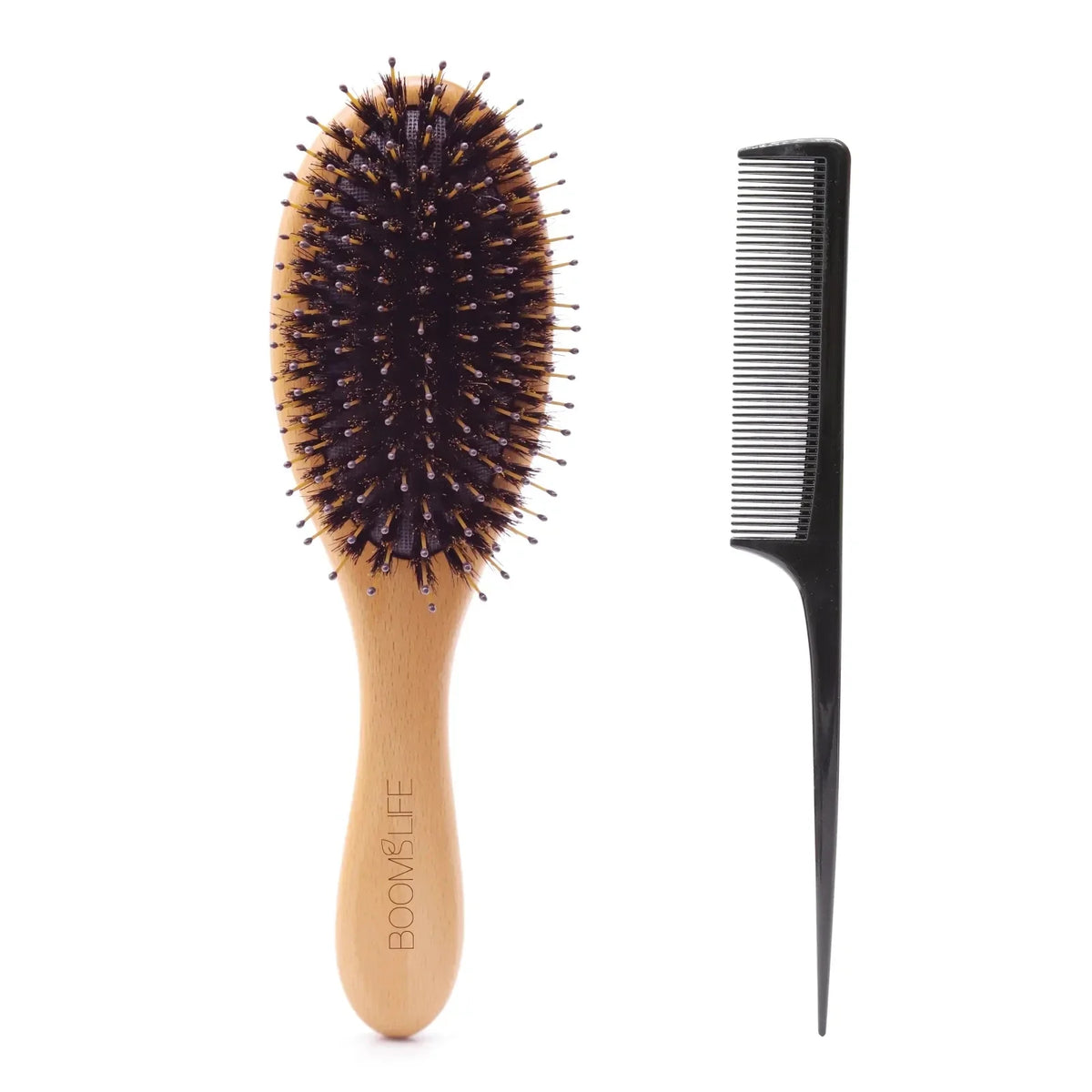 Custom Boar Bristle Hair Brush Women Hair Anti-Static Scalp Massage Comb Wood Hair Brush for Curly Thick Long Hair Detangler