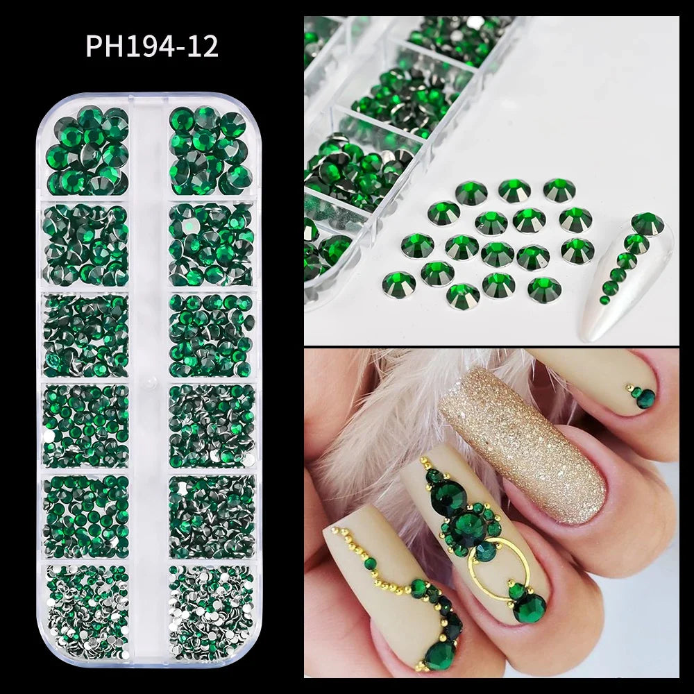 12 Grids Flatback Gold Silver Pearl Beads Nail Charms Round Caviar Ball For Nail Art Decorations 3D Nail Jewelry Rhinestones