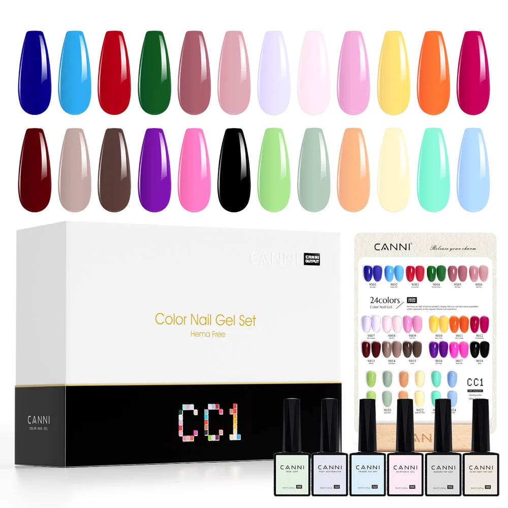 9ml CANNI CC8 HEMA FREE Nail Gel Polish Kit Nail Manicure Full Coverage Solid Color Summer Nails Soak off UV LED Nail Gel Set