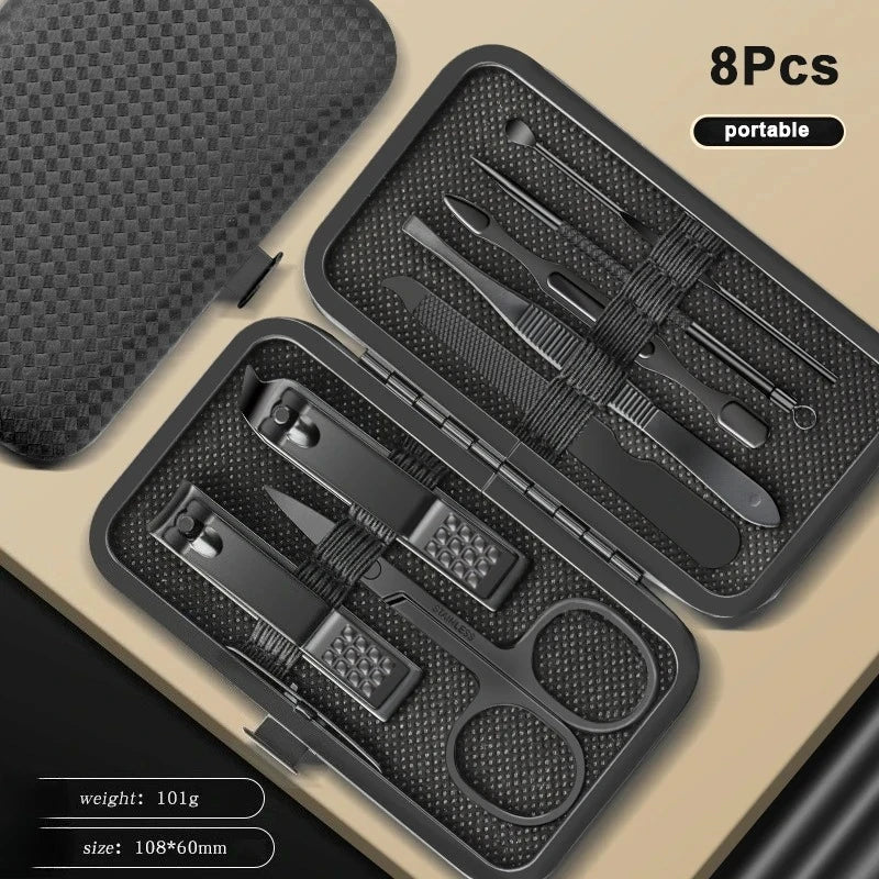 8/12/15/20/24 pcs Manicure Cutters Nail Clipper Set Household Stainless Steel EarSpoon Pedicure Scissors Tool For Beauty