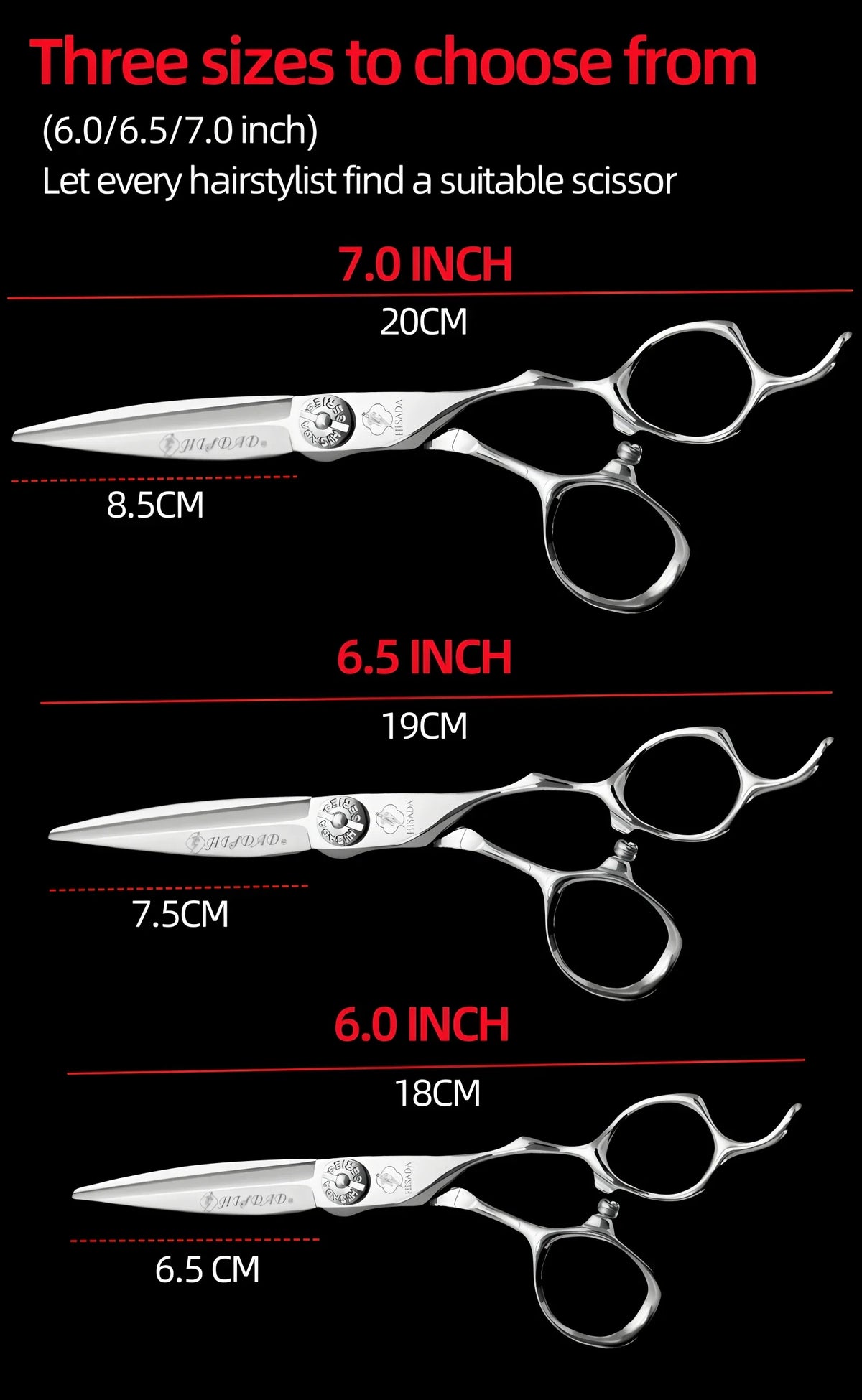 HISADA Hairdressing Scissors Professional Barber Scissors 6.0 Inch Scissors VG10 Material Professional Barber Scissors