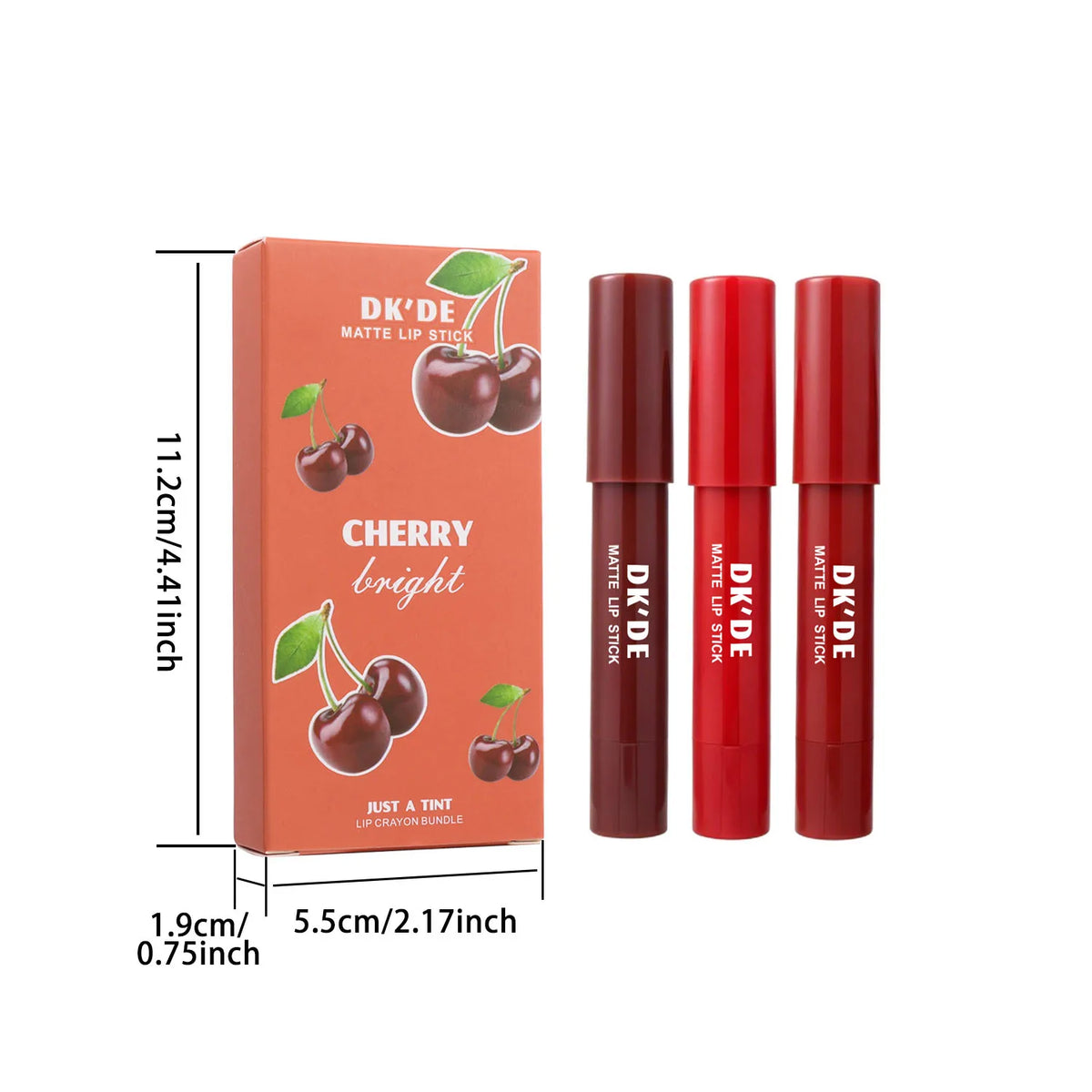 3-Color Lipstick Stick Set,Long-Lasting Color Payoff,Transfer-Proof,Suitable for All Makeup Styles