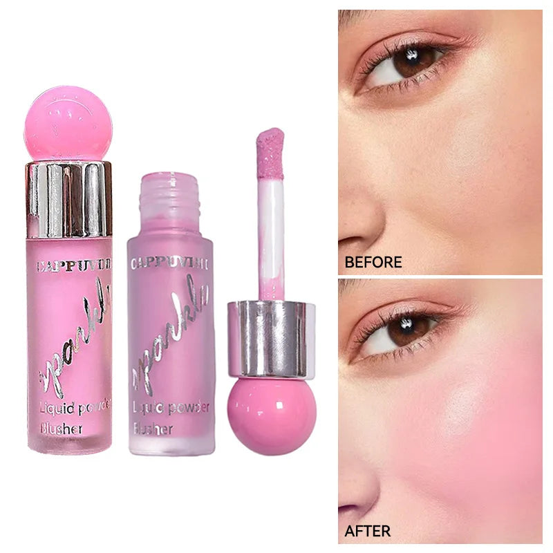 Clear and Water-like Blush Liquid, a Korean-style Sweet Girl's Energetic Blush for Daily Whitening, Naturally Breathable