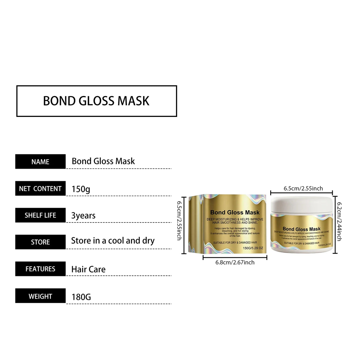 Bond Gloss Deep Conditioning Hair Mask Repair Dry Dull Damaged Hair Strengthen Hair Roots Boost Shine Nourish Scalp Conditioner