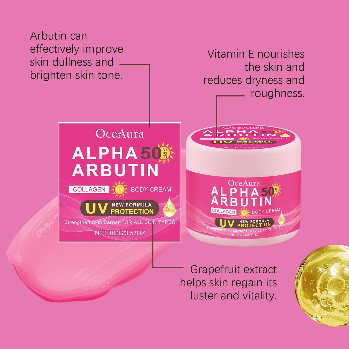 Alpha Arbutin Body Cream Repair Rough Dullness Anti Drying Body Moisturizer Uv Protection Reduce Melanin Skin Brightening Lotion