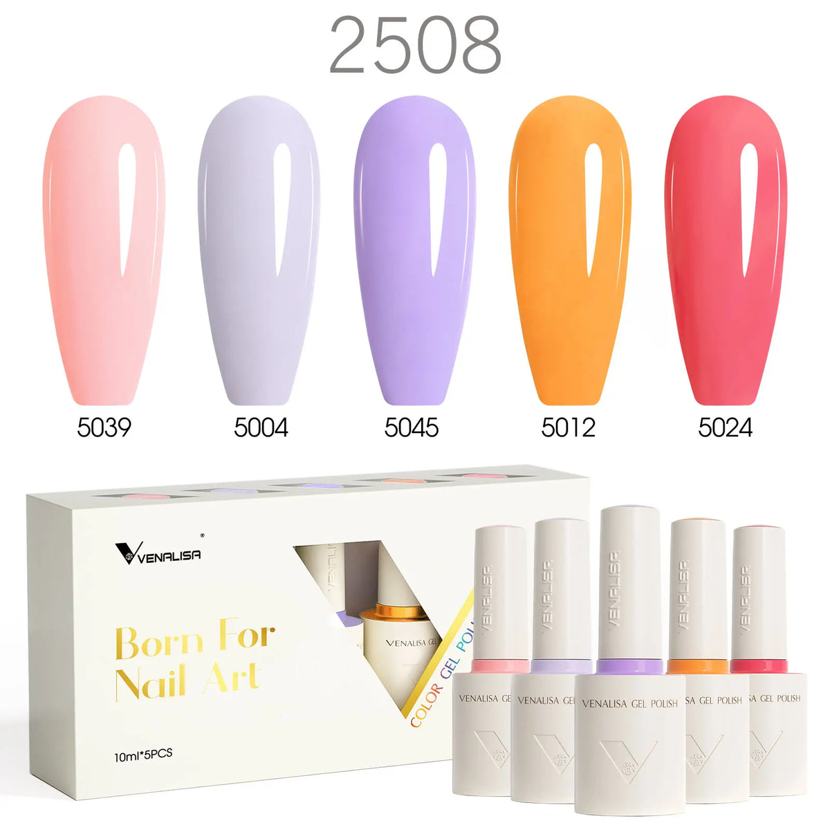 1/2/5pc 10ml VENALISA Nail Gel Polish High Quality Round Brush Soft Consistency Selfleveling  Gorgeous Color Collection Varnish