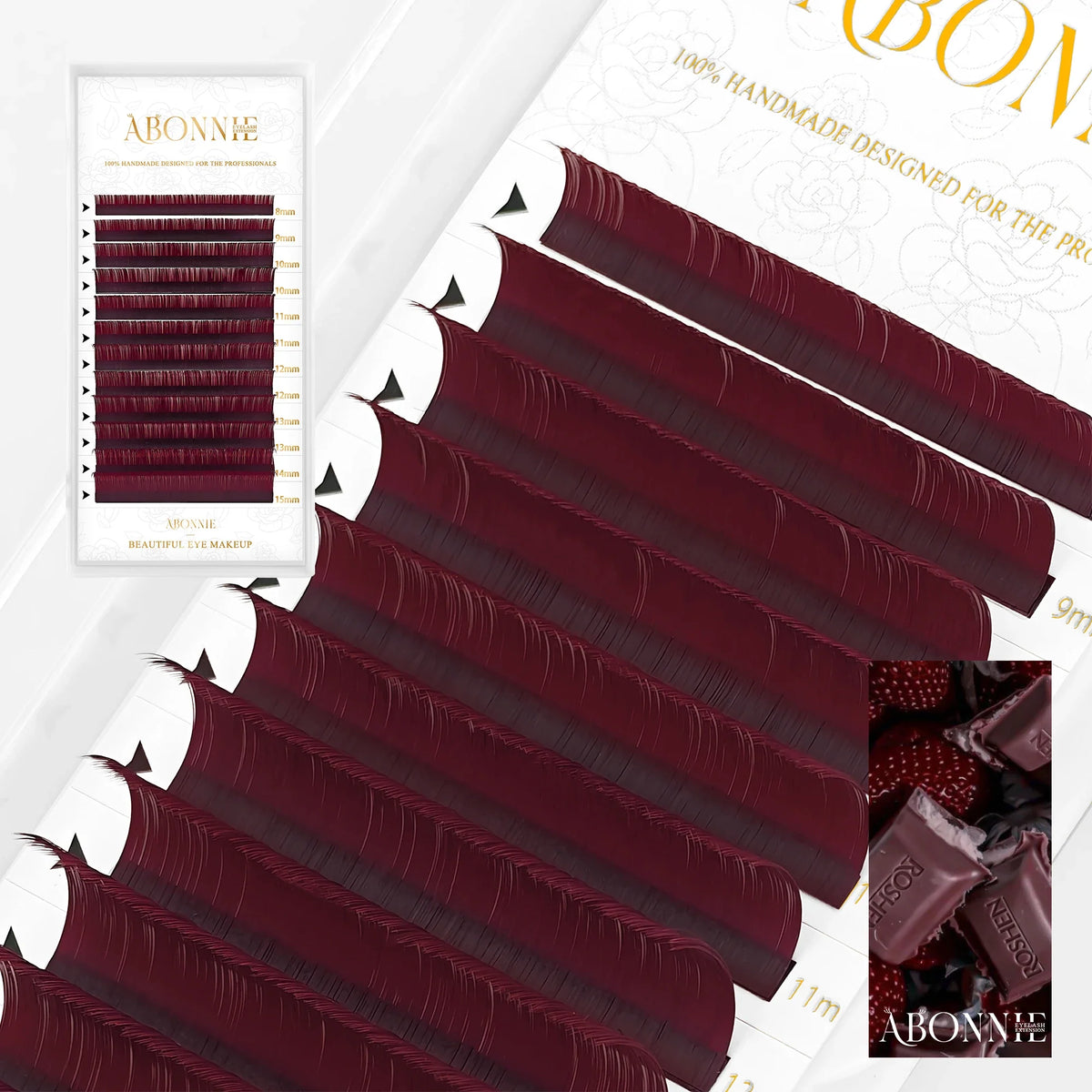 ABONNIE Burgundy Lashes LB LC Curl Wine Red Brown Color Eyelash Extensions Ultra Soft Colorful Individual Lashes