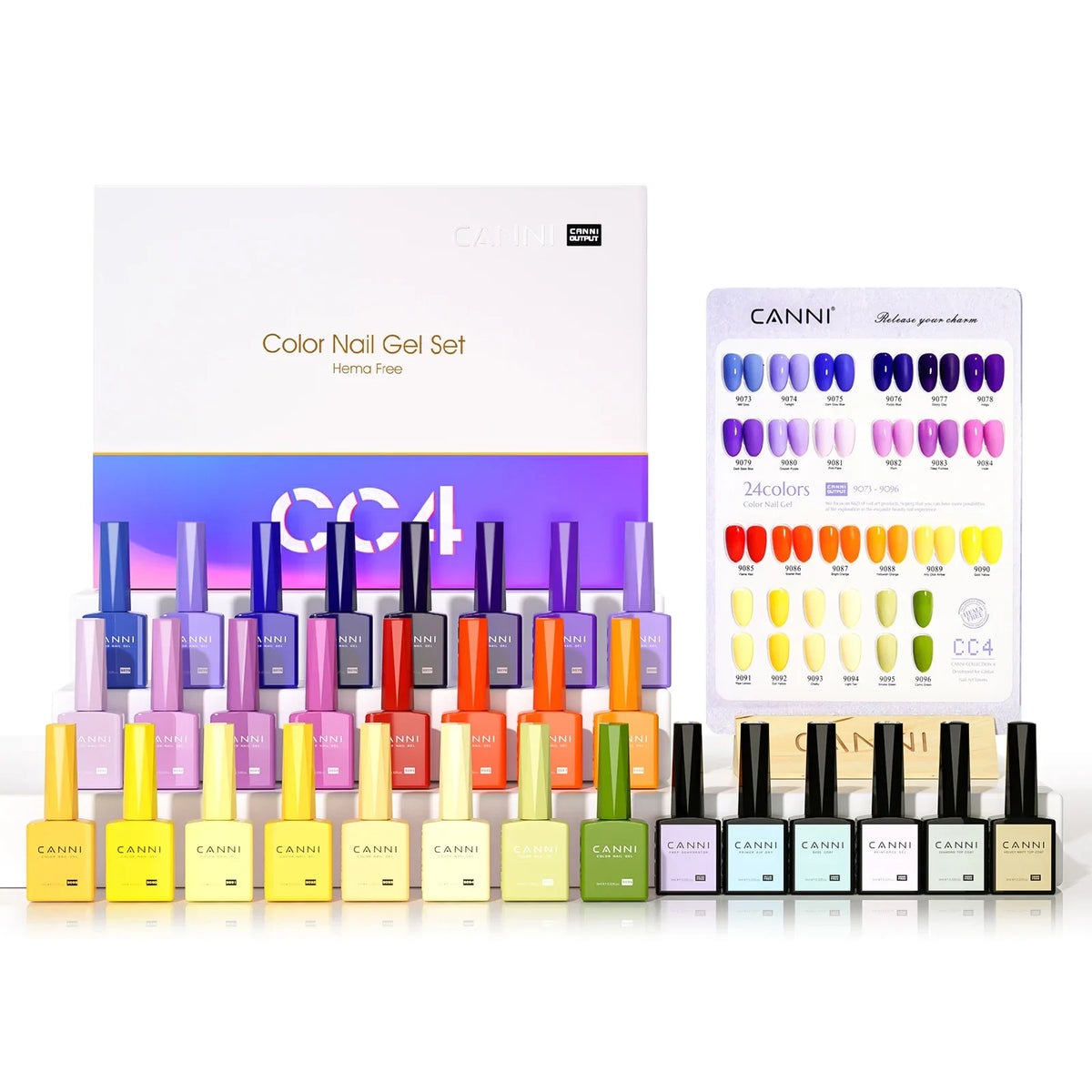 CC8 New Kit CANNI 9ML Nail Gel Polish HEMA/TPO FREE 30pcs Color Gel Pigment Professional Long Wear Top Coat Gel Varnish Set