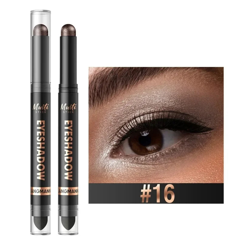 1PC Glitter Brown Eyeshadow Pen Smoky Eyes Makeup Long Lasting Shimmer Matte Lying Silkworm Eyeshadow Pencil Highlighter Stick