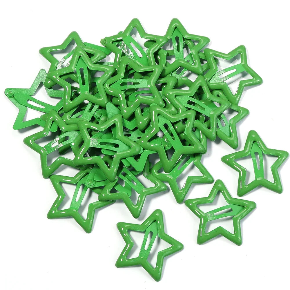 50pcs/lot Metal Colorful Star Hair Clips Dopamine BB Hair Clips For Broken Hair Clip Bangs Hair Clip Girls Y2K Style Hair Clips