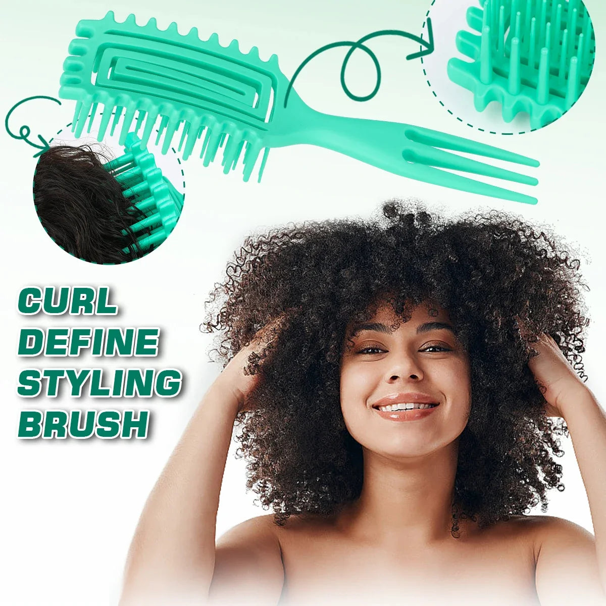 3 in 1 Curl Define Styling Brush Hollow Out Detangling Hair Brush Tangled Hair Comb Shaping Defining Curls Barber Styling Tools