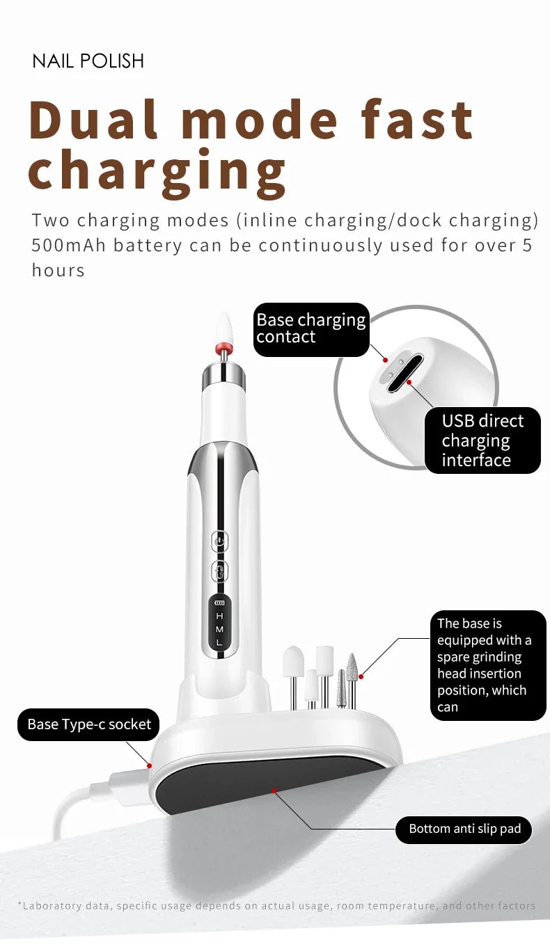 Electric Nail Polisher Drill Bits Professional Nails Grinding Polishing Dead Skin Removal Art Sanding File Pen Manicure Machine