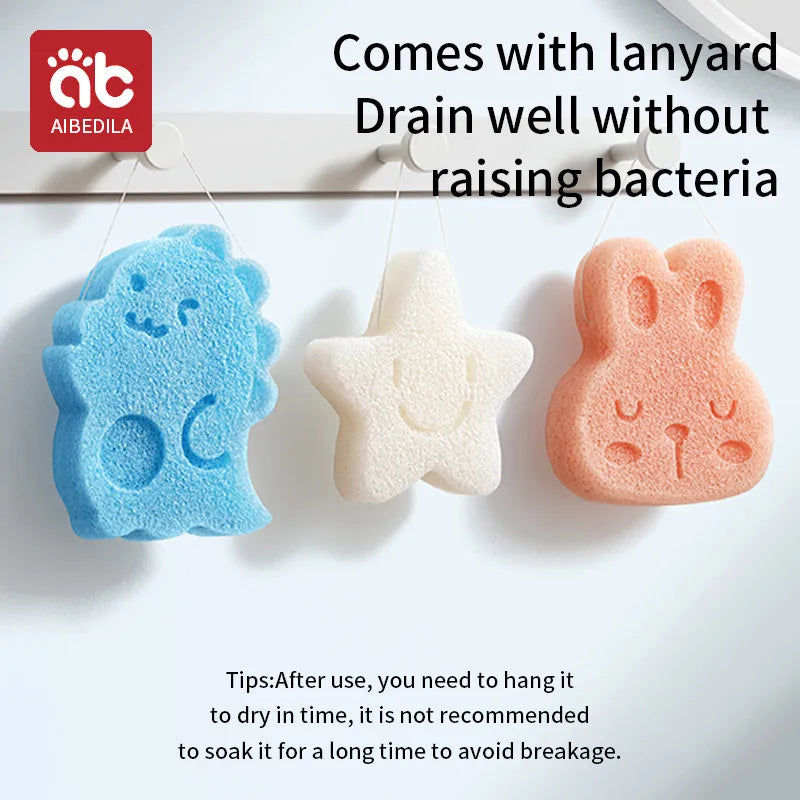 AIBEDILA Baby Duck Shape Bath Sponge Infant Shower Environmental friendly Cotton Scrub Body Bath Brushes Spa Sponge Cleaning