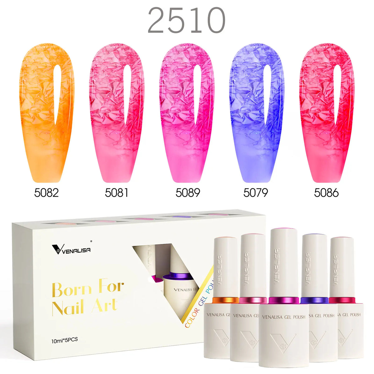 1/2/5pc 10ml VENALISA Nail Gel Polish High Quality Round Brush Soft Consistency Selfleveling  Gorgeous Color Collection Varnish