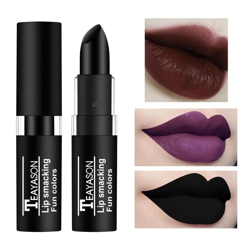 Hot Sale Waterproof Velvet Matte Black White Lipstick Lasting Pigment Green Purple Lipstick Christmas Halloween Party Lip Makeup