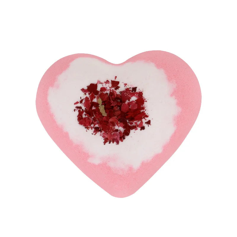 80g Heart Shape Bath Salt Dried Flower Fizzy Salt Ball Essential Oil Aromatherapy Spa Bubble Bath Soak Hotel Luxury Bath Gift