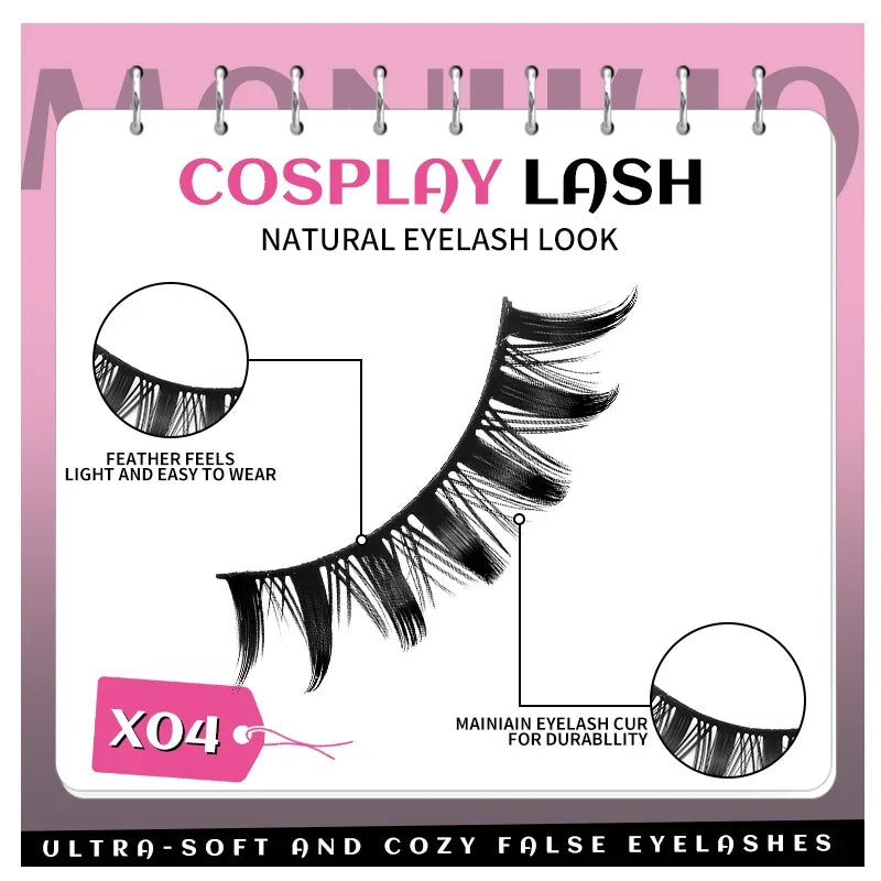DINGSEN 5 Pairs Manga Lashes Cosplay Fake Eyelashes Strip Lash Soft Natural Look Fox Eye Korean Manhua Makeup False Eyelashes