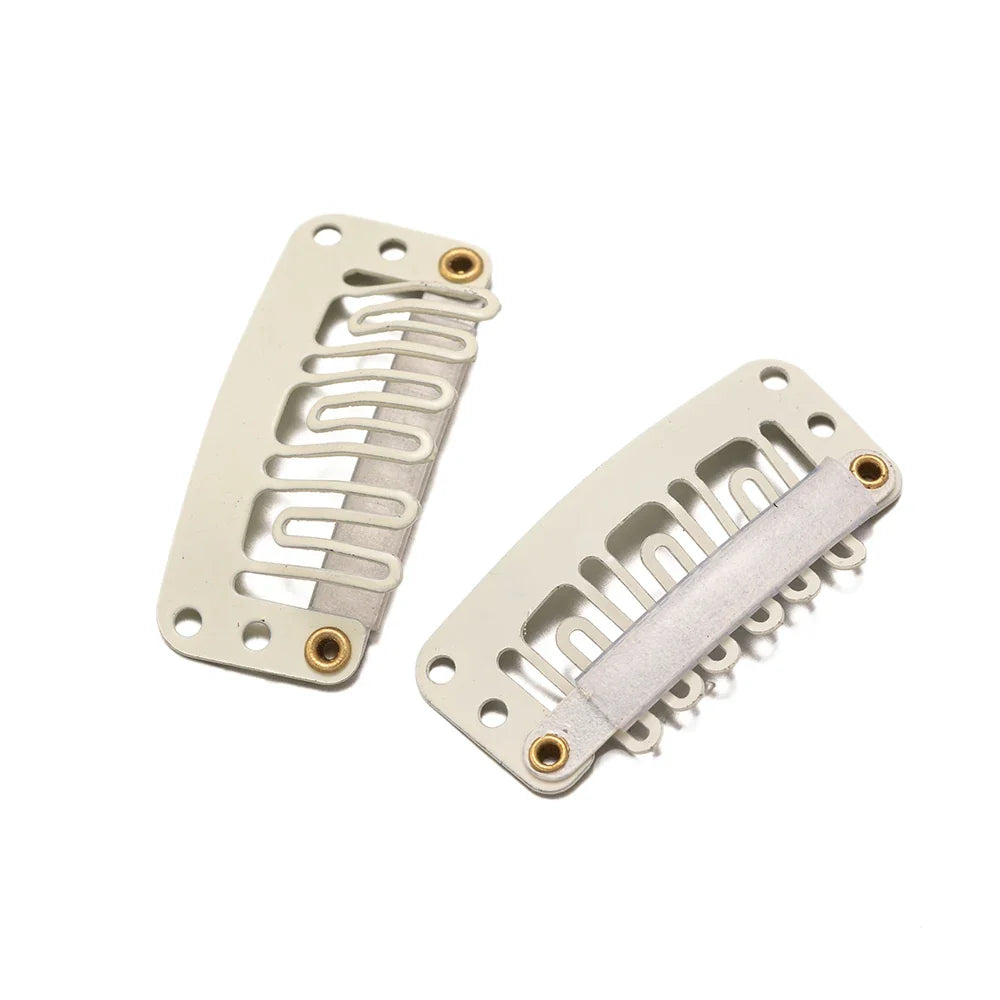 50Pcs/Lot U Shape Snap Clips Styling Flat Fixed Hair For Wigs Extensions Tool Back Silicone Accessories Metal 32mm Women Comb
