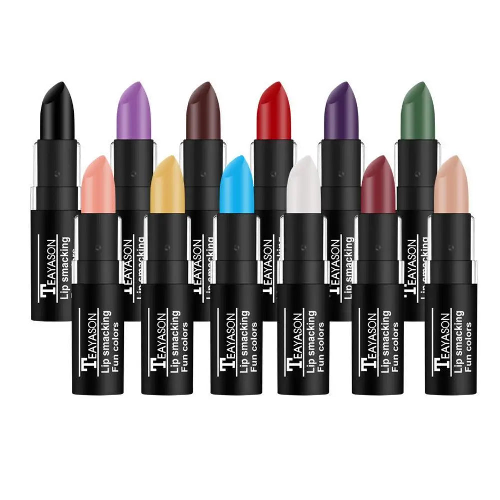 Hot Sale Waterproof Velvet Matte Black White Lipstick Lasting Pigment Green Purple Lipstick Christmas Halloween Party Lip Makeup