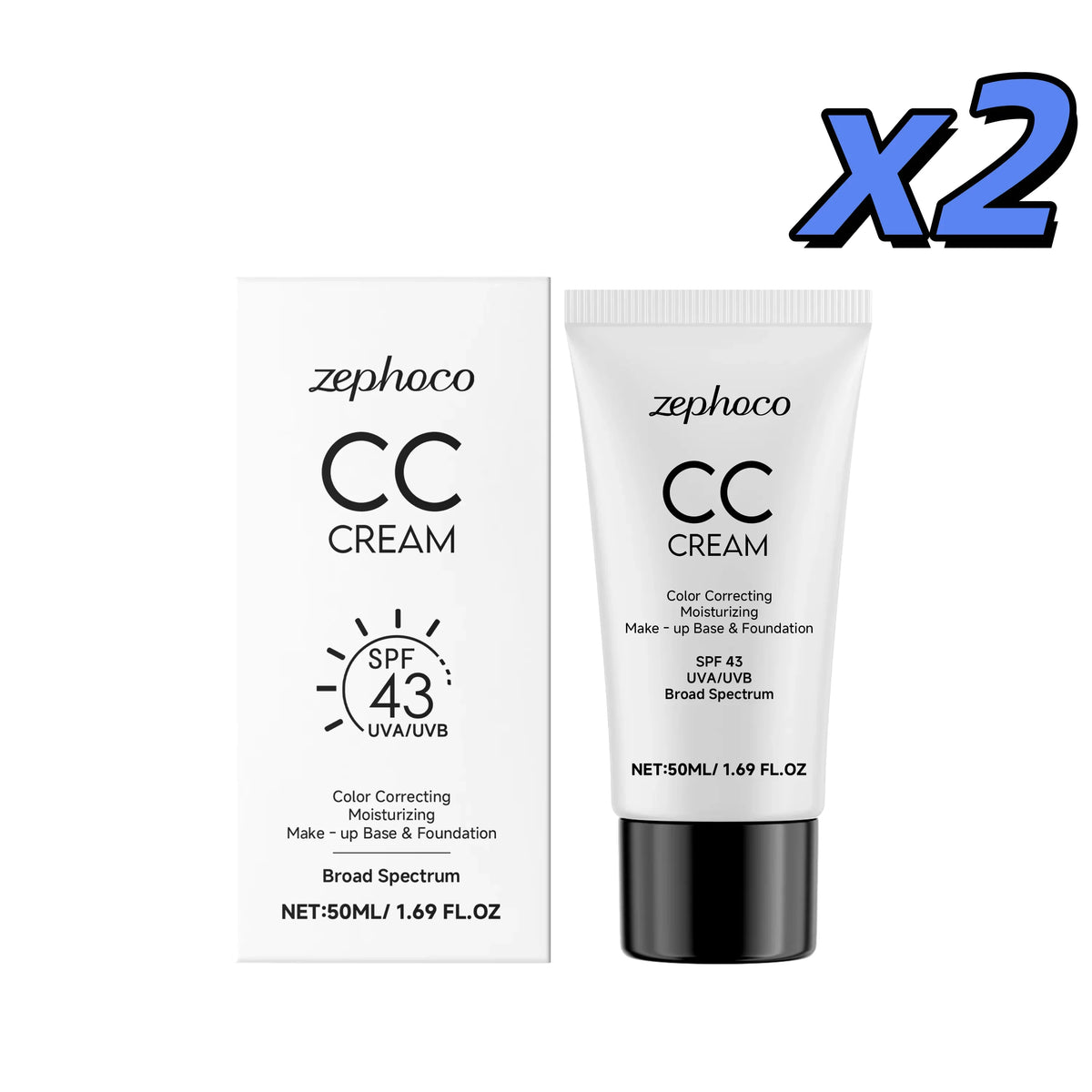 CC Cream Hydrating Foundation Liquid Spf43 Even Skin Tone Brightening Lightweight Moisturizer Long-Lasting Natural Finish Makeup