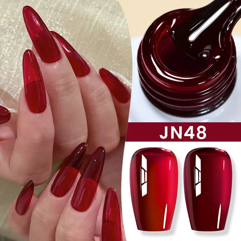 BORN PRETTY 10ml Blood Red Jelly Transparent Gel Nail Polish Wine Red Winter Color Semi Permanent Soak Off UV LED Varnish