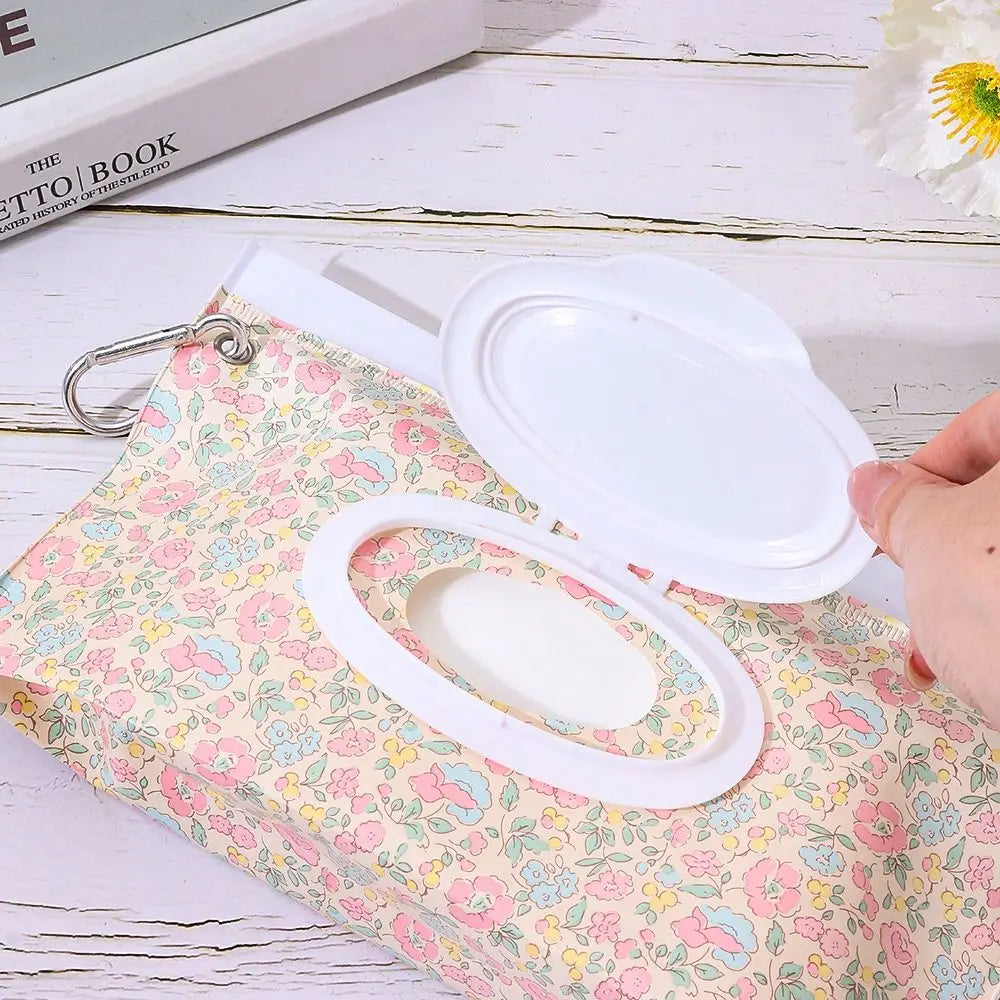 1 PC Outdoor Portable Baby Wet Wipe Pouch Portable Buckle Wipes Holder Case Flip Cover Snap-Strap Reusable Wet Wipe Bag