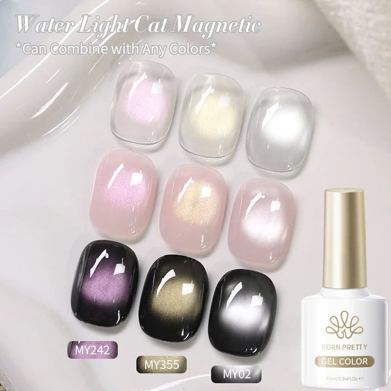 BORN PRETTY 10ml Autumn Gold Pink Glitter Cat Magnetic Gel Nail Polish Jelly Pink Semi Permanent Soak Off UV LED Varnish