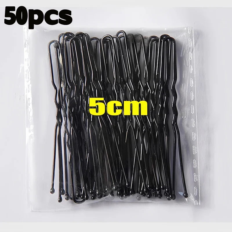 5/6/7cm Black Hair Clips U-Shaped Bobby Pin Invisible Wavy Hairpin Hairstyle Styling Metal Hair Grip Barrette Hair Accessories