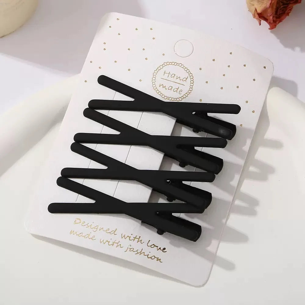 4Pcs Black Frosted Hair Clip Fashionable Trendy Hair Clips Hair Accessories Temperament Women Accessories Versatile Hair Clip