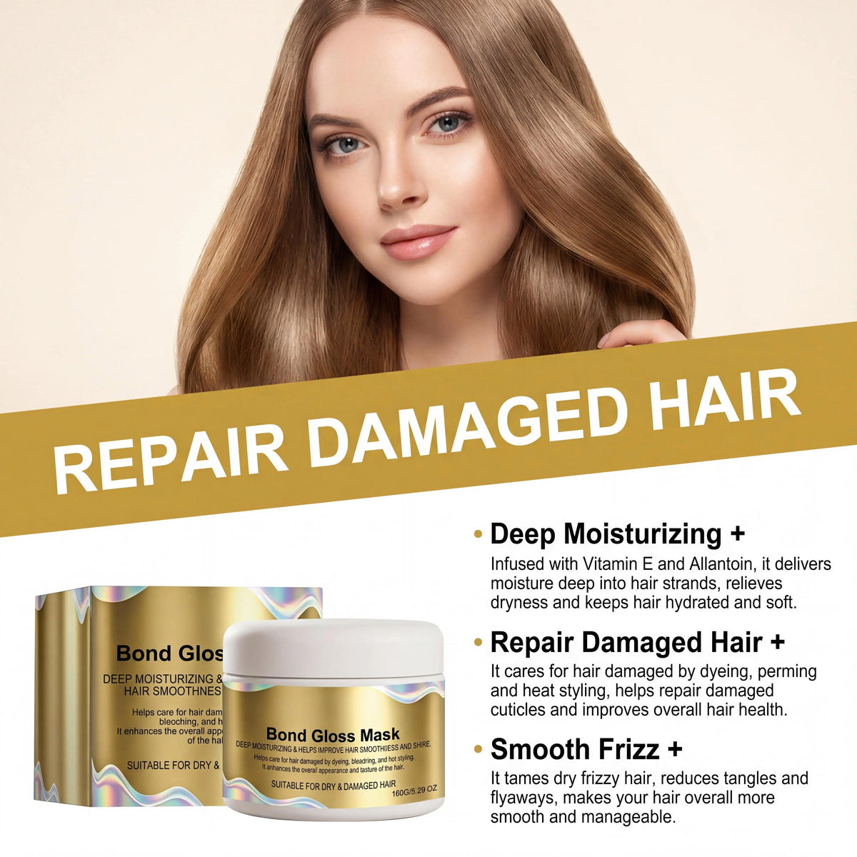 Bond Gloss Deep Conditioning Hair Mask Repair Dry Dull Damaged Hair Strengthen Hair Roots Boost Shine Nourish Scalp Conditioner