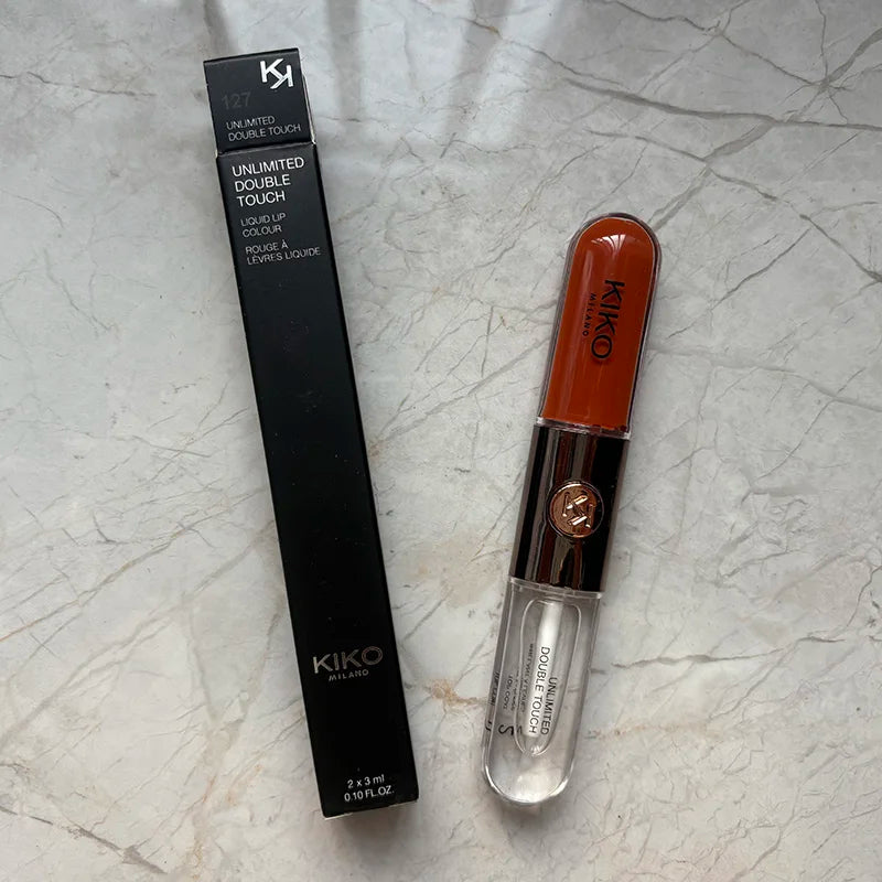 KIKO 3D Double Headed Lipstick Transparent Mirror Lip Gloss Non Fading Oil Sexy Rich Lip Gloss Milk Tea Bean Paste Naked Makeup