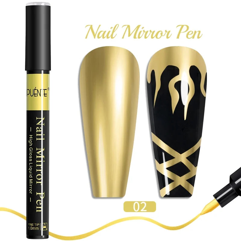 5ml Golden Silvery Metallic Painting Liner Gel Polish Chrome Mirror Effect Semi-Permanent Varnish For Stunning French Nail Art