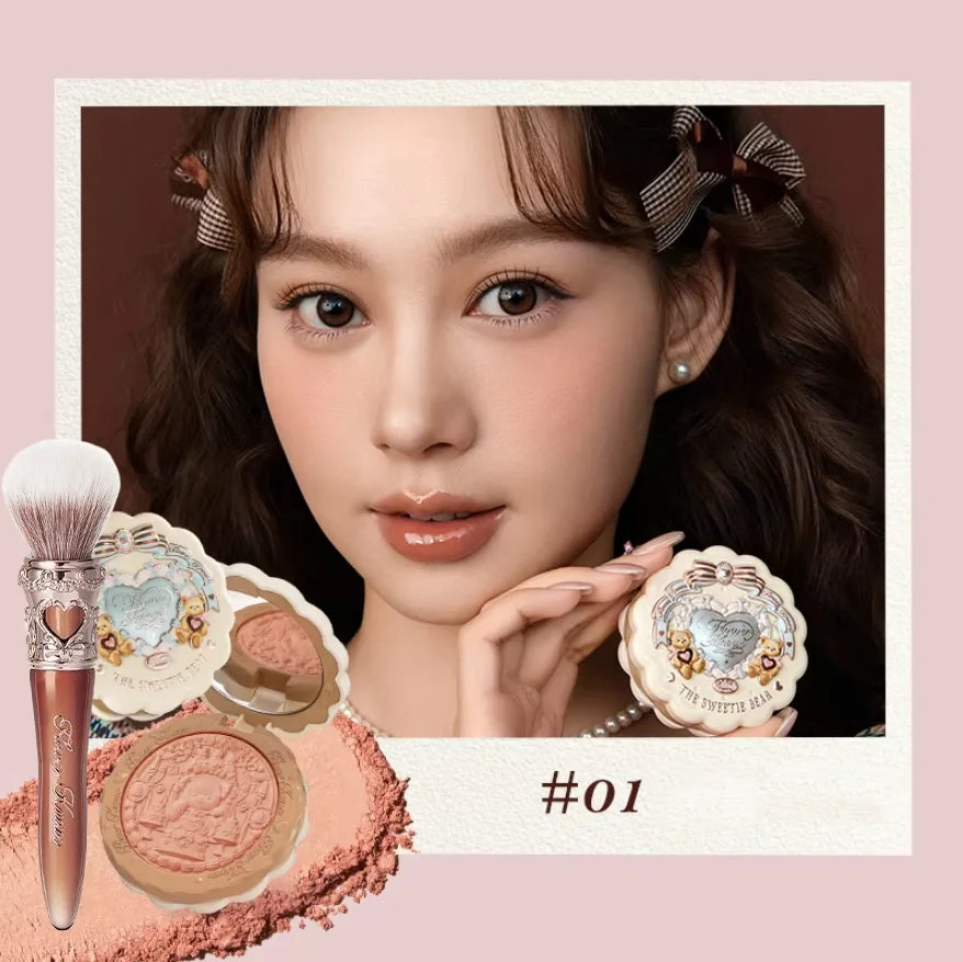 FLOWER KNOWS THE SWEETIE BEAR Blushes Silk Satin Blush Powder For Cheeks Contour Face For A Natural Matte Finish Vegan Makeup