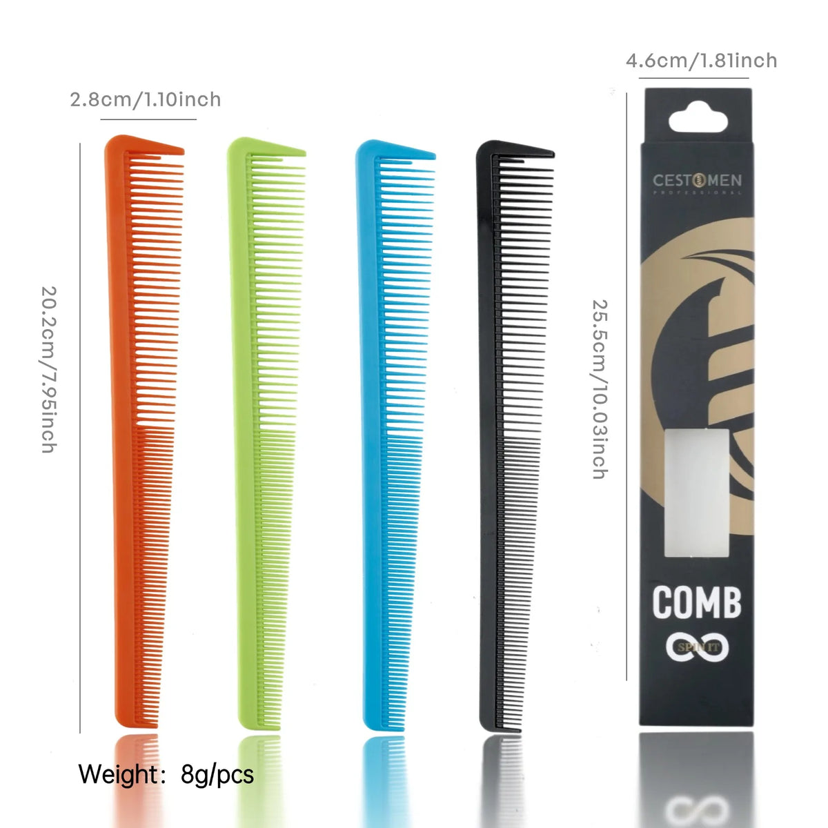2/8PCS Pro Barber Fade Haircut Combs Anti-static Hair Clipper Combs For Men Wide Fine Tooth Taper Combs Salon Styling Tools