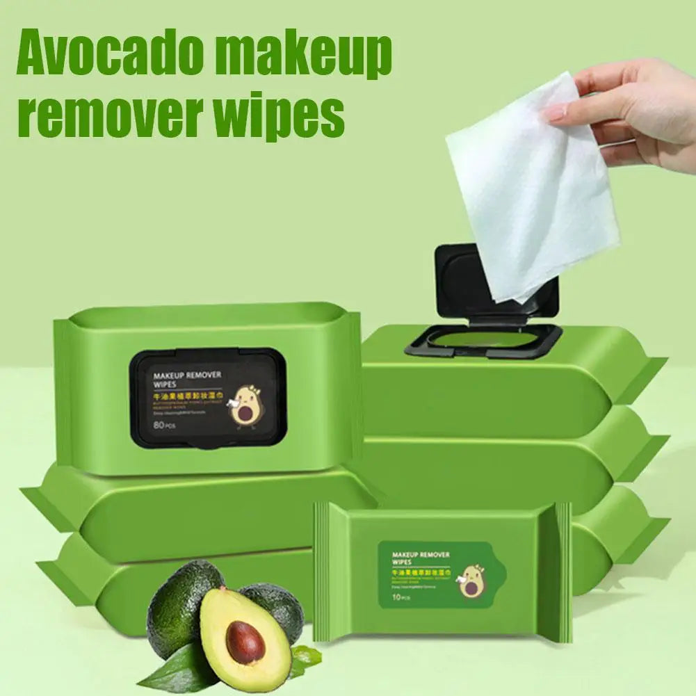 12-80Pcs Avocado Makeup Remover Wipes Mild Non-Irritating Makeup Remover Disposable Wet Wipes Makeup Remover Tools