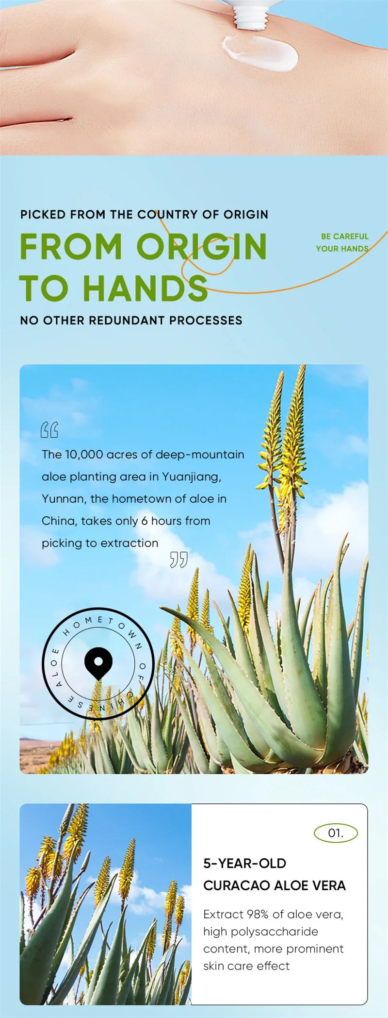 Aloe Vera Nourish Hand Cream Refreshing Hydrate Moisturize Fast Absorb Soften Dry Hands Restore Natural Skin Radiance Lotion